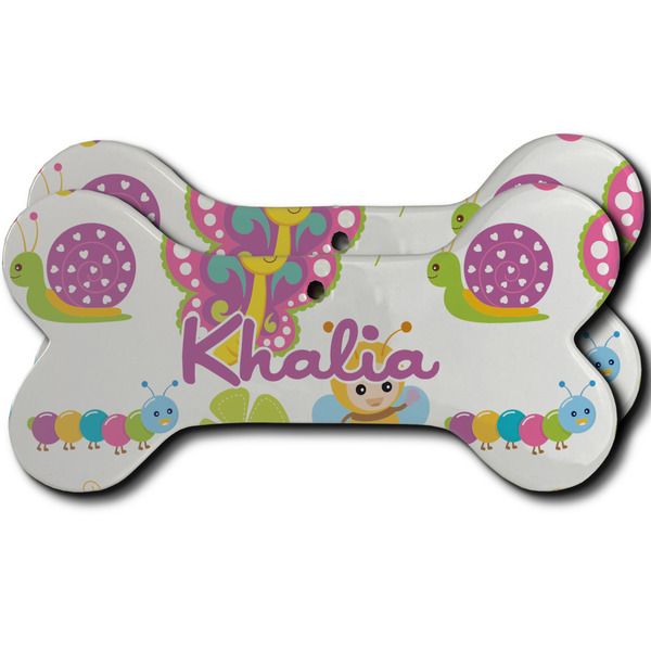 Custom Butterflies Ceramic Dog Ornament - Front & Back w/ Name or Text