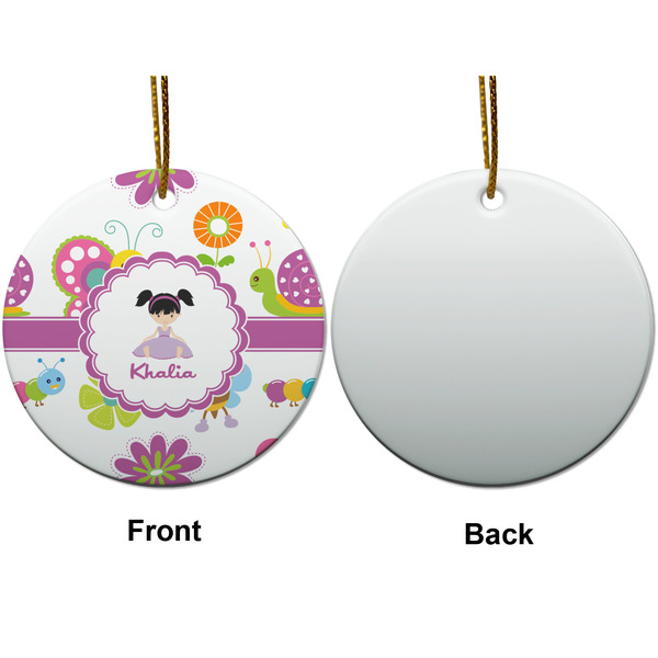 Butterflies Ceramic Flat Ornament - Circle Front & Back (APPROVAL)