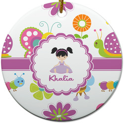 Butterflies Round Ceramic Ornament w/ Name or Text