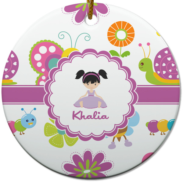 Butterflies Ceramic Flat Ornament - Circle (Front)