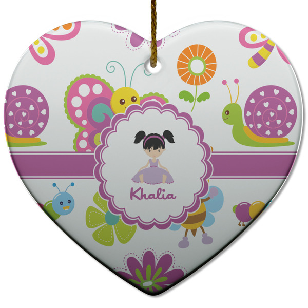 Custom Butterflies Heart Ceramic Ornament w/ Name or Text