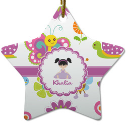 Butterflies Star Ceramic Ornament w/ Name or Text