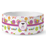 Butterflies Ceramic Dog Bowl - Medium (Personalized)