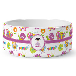 Butterflies Ceramic Dog Bowl - Medium (Personalized)