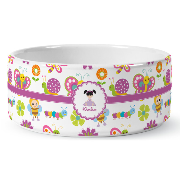 Custom Butterflies Ceramic Dog Bowl - Large (Personalized)