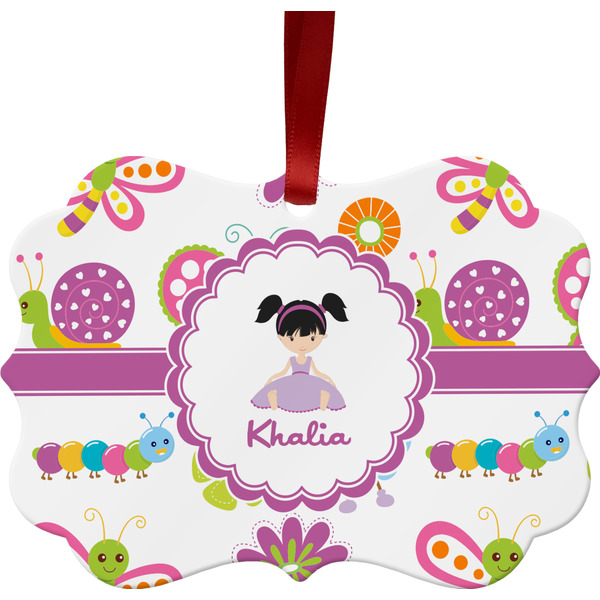 Custom Butterflies Metal Frame Ornament - Double Sided w/ Name or Text