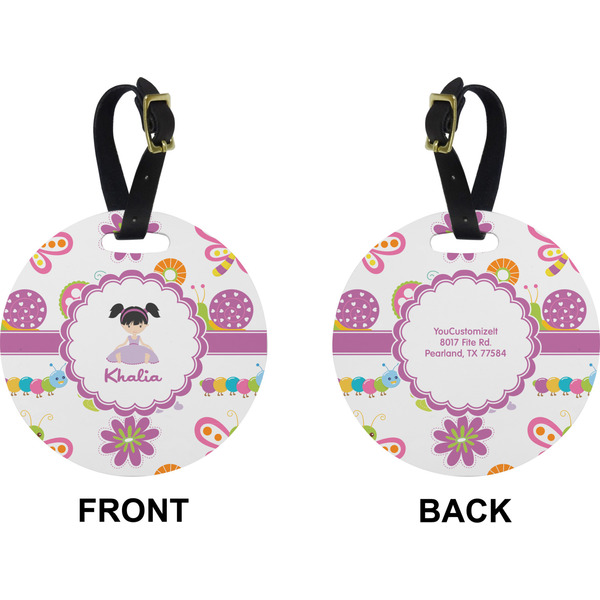 Butterflies Circle Luggage Tag (Front + Back)
