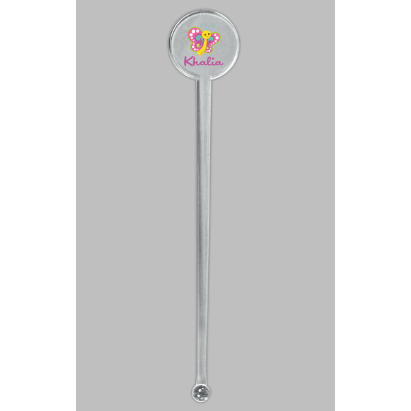 Butterflies Clear Plastic 7" Stir Stick - Round - Single Stick