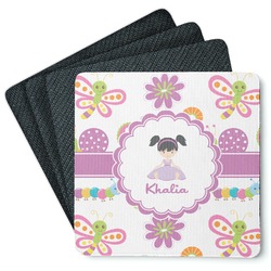 Butterflies Square Rubber Backed Coasters - Set of 4 (Personalized)