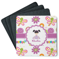 Butterflies Square Rubber Backed Coasters - Set of 4 (Personalized)