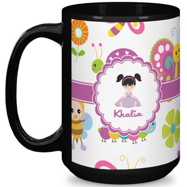 Custom Butterflies 15 Oz Coffee Mug - Black (Personalized)
