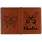 Butterflies Cognac Leather Passport Holder Outside Double Sided - Apvl