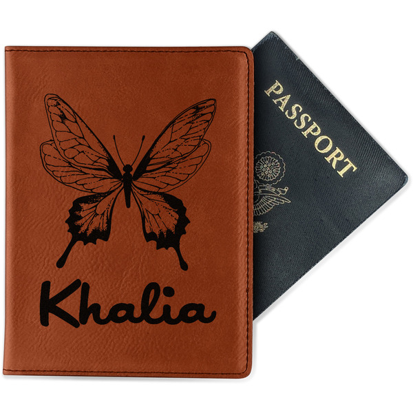 Custom Butterflies Passport Holder - Faux Leather - Single Sided (Personalized)