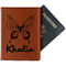 Butterflies Cognac Leather Passport Holder With Passport - Main