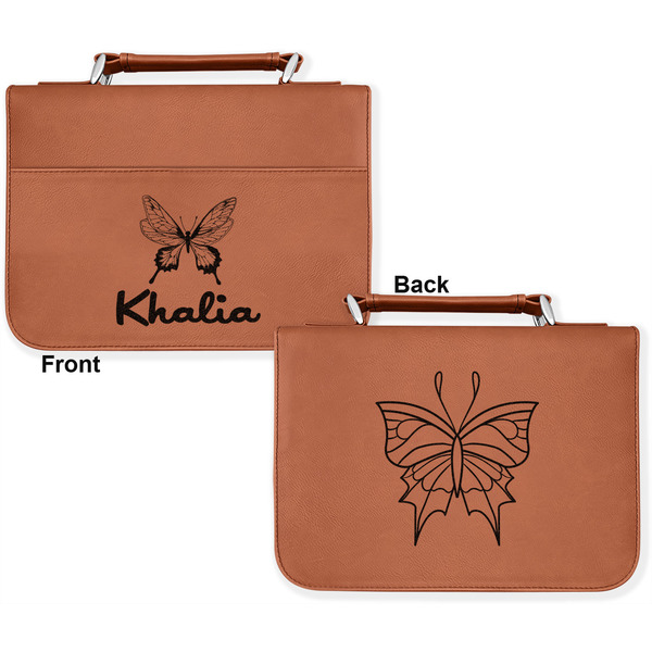 Butterflies Cognac Leatherette Bible Covers - Large Double Sided Apvl