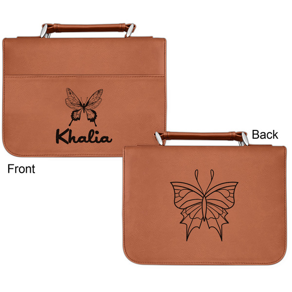 Butterflies Cognac Leatherette Bible Covers - Small Double Sided Apvl