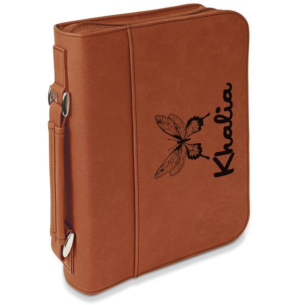 Custom Butterflies Leatherette Bible Cover with Handle & Zipper - Large- Single Sided (Personalized)