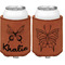 Butterflies Cognac Leatherette Can Sleeve - Double Sided Front and Back