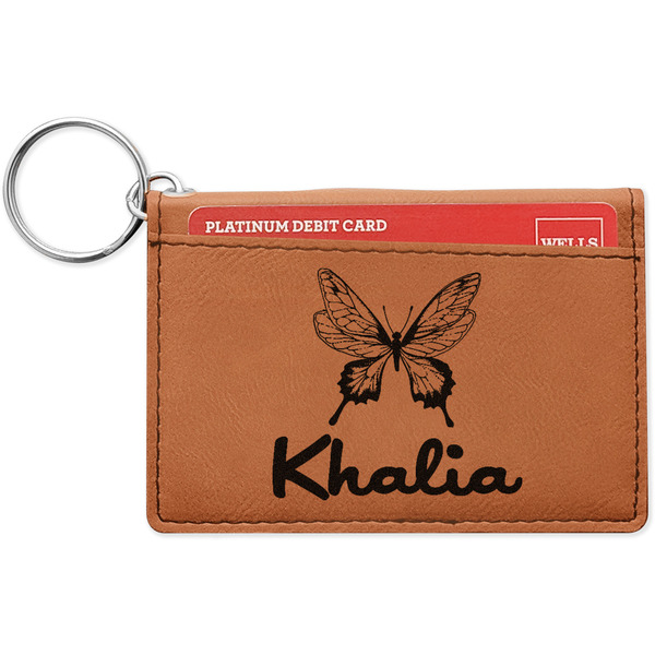Custom Butterflies Leatherette Keychain ID Holder - Single Sided (Personalized)