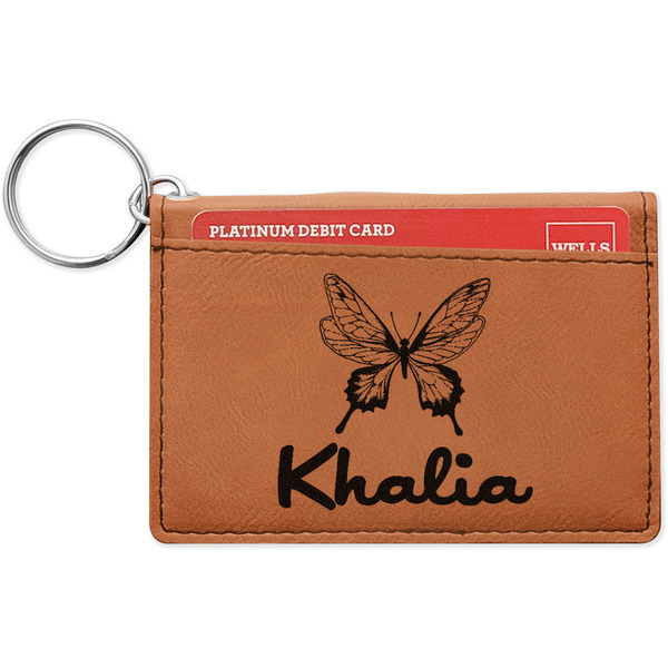 Custom Butterflies Leatherette Keychain ID Holder - Single Sided (Personalized)