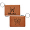 Butterflies Cognac Leatherette Keychain ID Holders - Front and Back Apvl