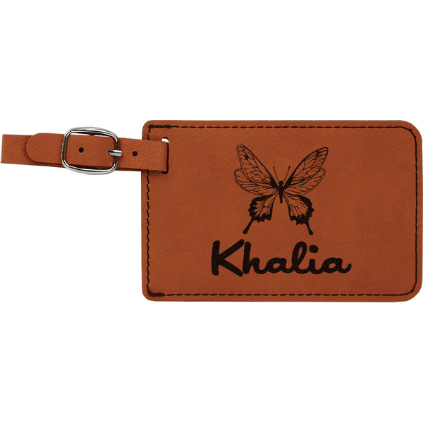 Custom Butterflies Leatherette Luggage Tag (Personalized)