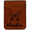 Butterflies Cognac Leatherette Phone Wallet close up