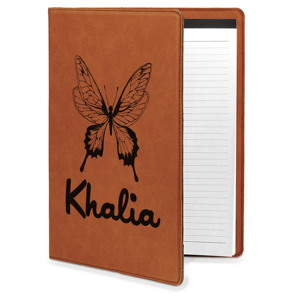 Custom Butterflies Leatherette Portfolio with Notepad - Large - Single Sided (Personalized)