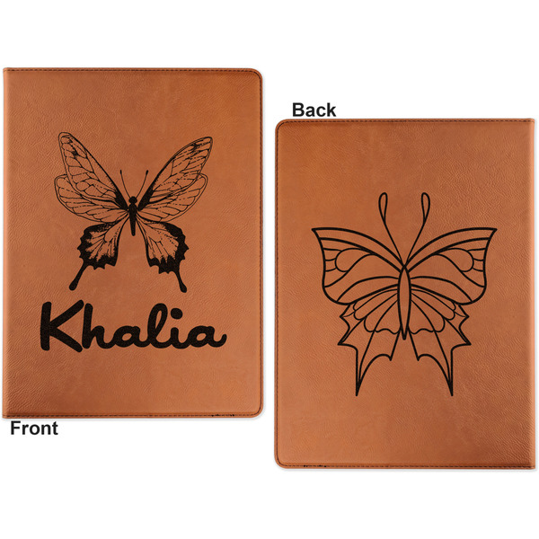 Butterflies Cognac Leatherette Portfolios with Notepad - Small - Double Sided- Apvl