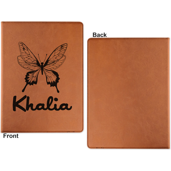 Butterflies Cognac Leatherette Portfolios with Notepad - Small - Single Sided- Apvl
