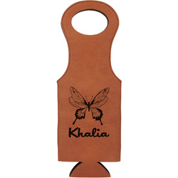 Butterflies Leatherette Wine Tote - Double Sided (Personalized)