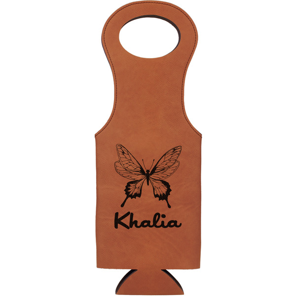 Custom Butterflies Leatherette Wine Tote (Personalized)