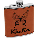 Butterflies Leatherette Wrapped Stainless Steel Flask (Personalized)