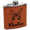 Butterflies Cognac Leatherette Wrapped Stainless Steel Flask