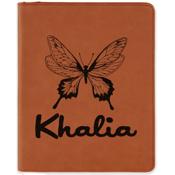 Butterflies Leatherette Zipper Portfolio with Notepad - Double Sided (Personalized)