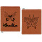 Butterflies Cognac Leatherette Zipper Portfolios with Notepad - Double Sided - Apvl