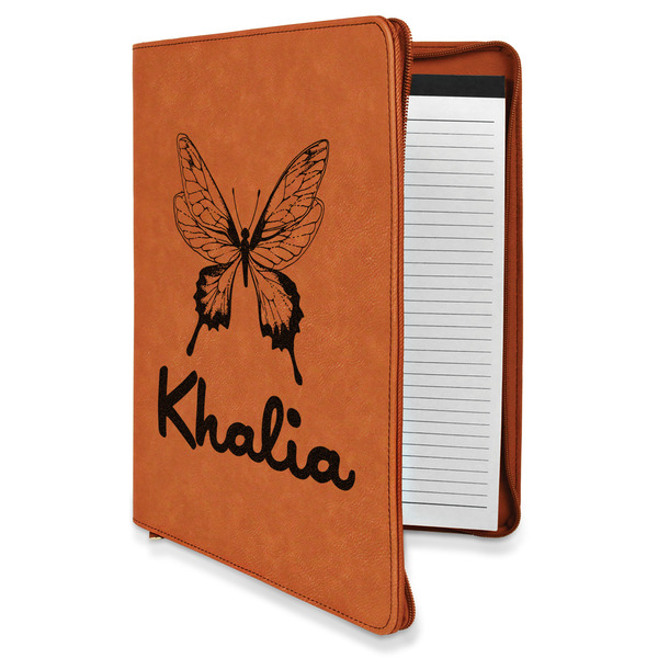 Custom Butterflies Leatherette Zipper Portfolio with Notepad (Personalized)