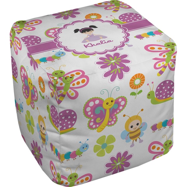 Custom Butterflies Cube Pouf Ottoman (Personalized)