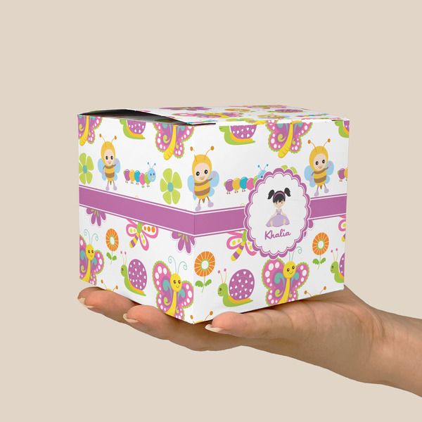 Butterflies Cube Favor Gift Box - On Hand - Scale View