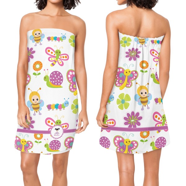 Butterflies Custom Bath Wrap - Front & Back View