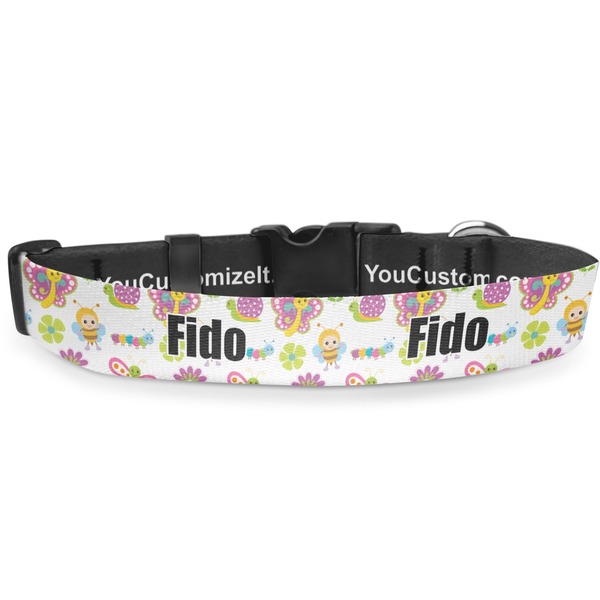 Custom Butterflies Deluxe Dog Collar - Extra Large (16" to 27") (Personalized)