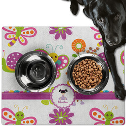 Butterflies Dog Food Mat - Large w/ Name or Text