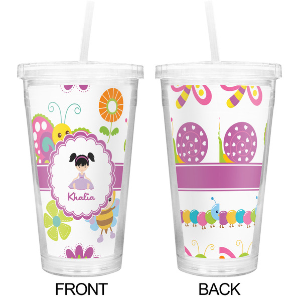 Butterflies Double Wall Tumbler with Straw - Approval