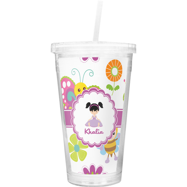 Custom Butterflies Double Wall Tumbler with Straw (Personalized)