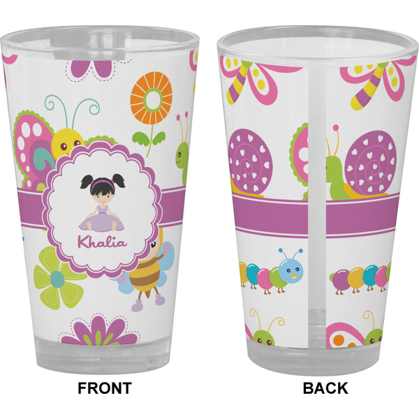 Butterflies Pint Glass - Full Color - Front & Back Views