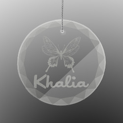 Butterflies Engraved Glass Ornament - Round (Personalized)
