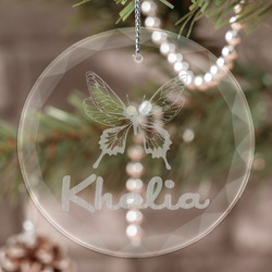 Butterflies Engraved Glass Ornament (Personalized)