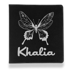 Butterflies Leather Binder - 1" - Black (Personalized)
