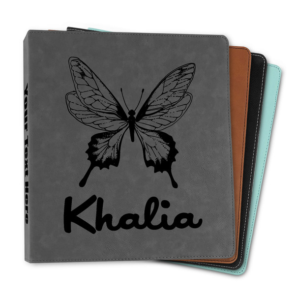 Custom Butterflies Leather Binder - 1" (Personalized)