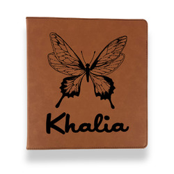 Butterflies Leather Binder - 1" - Rawhide (Personalized)